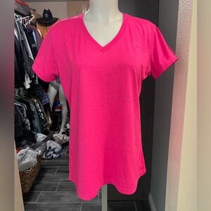 Nike Dri-Fit Pink V Neck Short Sleeve Top